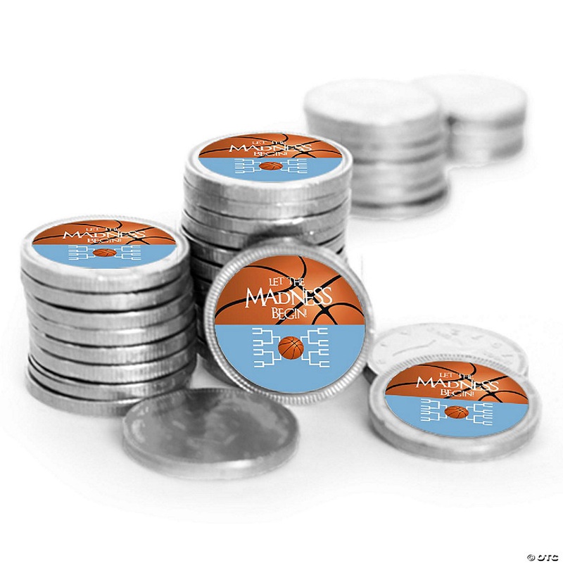 84ct Basketball Party Chocolate Coins – Light Blue