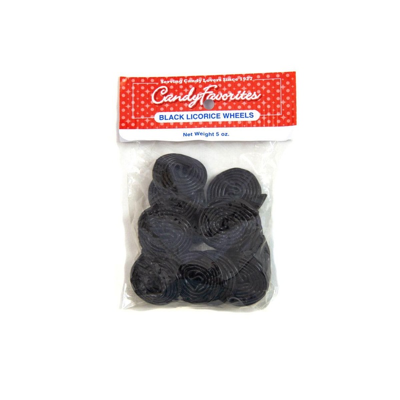 Black Licorice Wheels 5 oz. Peg Bags