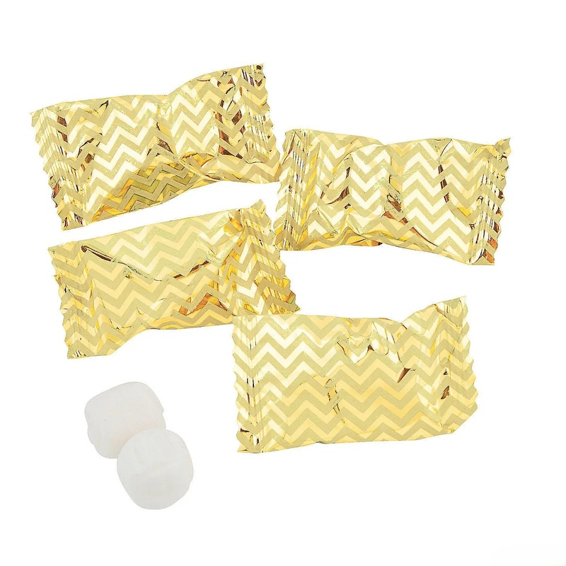 Gold Chevron Wrapped Butter Mint Creams: 108-Piece Bag