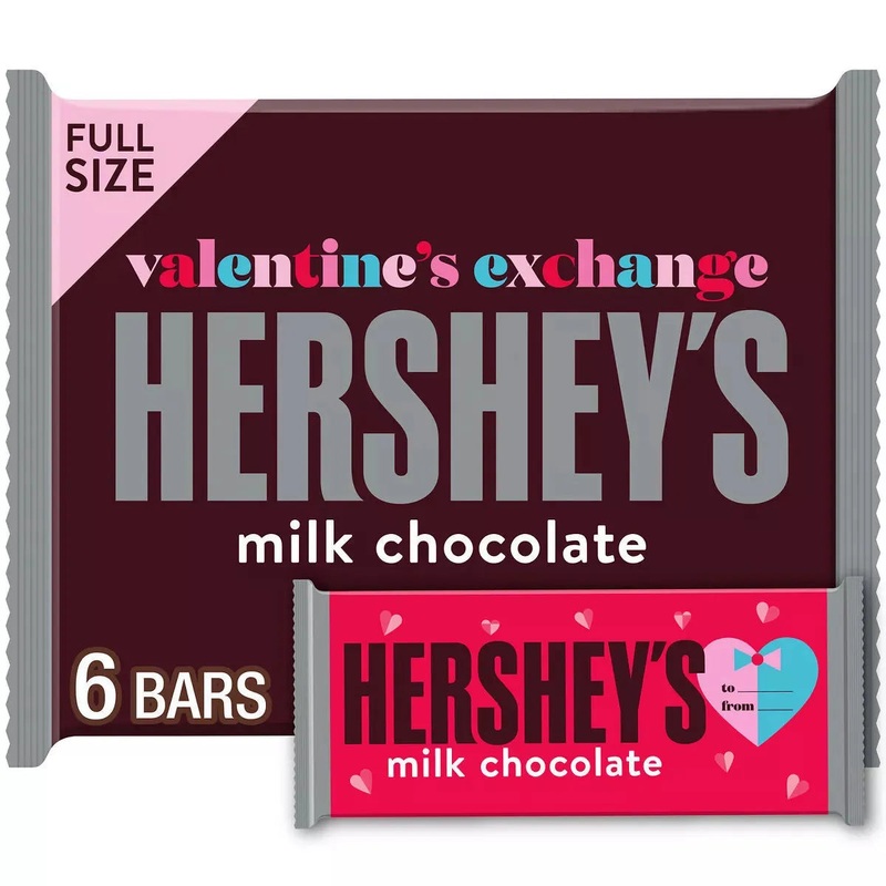 Hershey’s Milk Chocolate Valentine’s Exchange Full Size Candy Bars: 6-Piece Pack