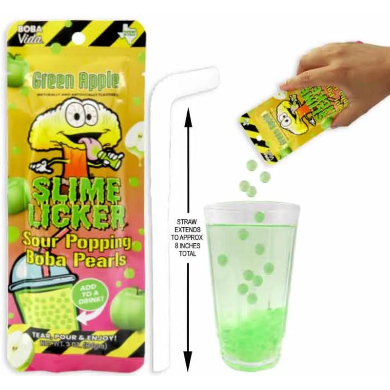 Slime Licker Sour Popping Boba Pearls – Green Apple: 10-Piece Display