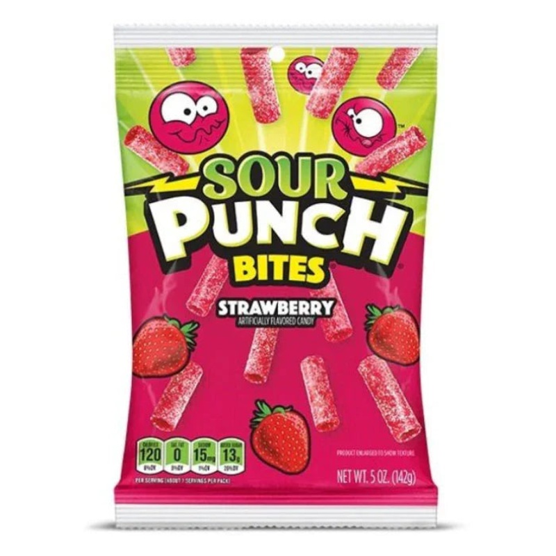 Sour Punch Bites Peg Bag – Strawberry: 12-Piece Case