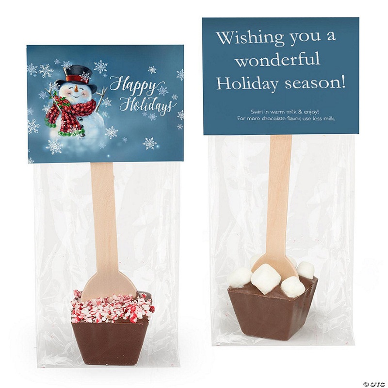 3 Pcs Christmas Hot Chocolate Spoons Dark Chocolate Crushed Peppermint