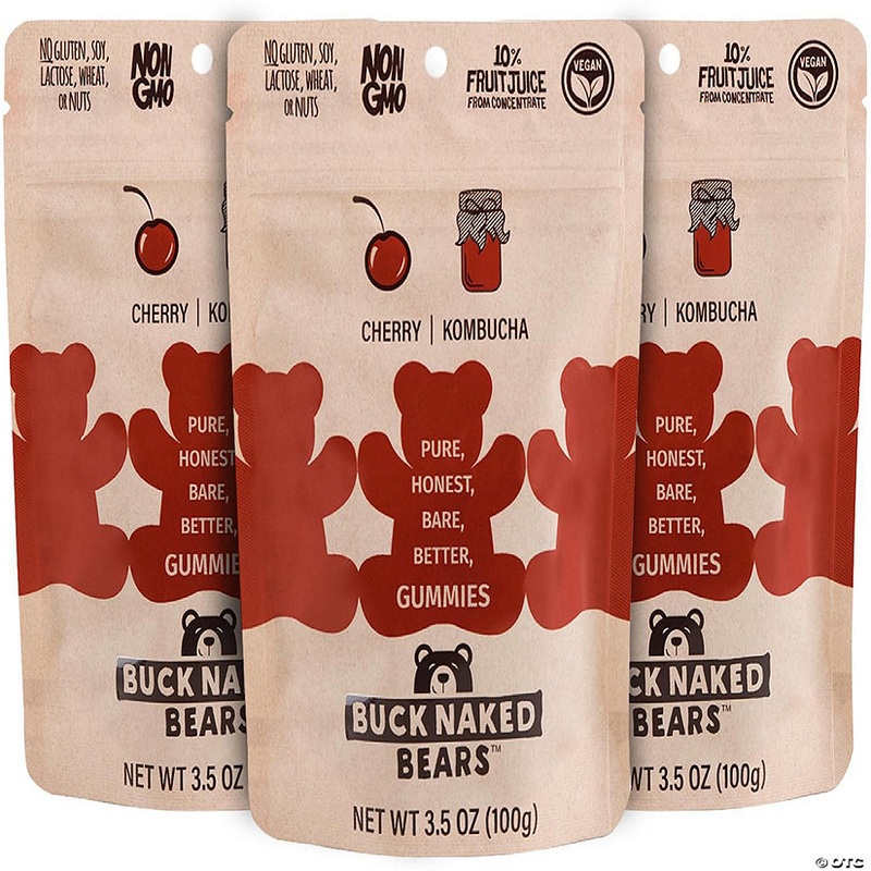 Buck Naked Bears Gummy Bears Cherry Kombucha 3.5 oz (Pack of 12)