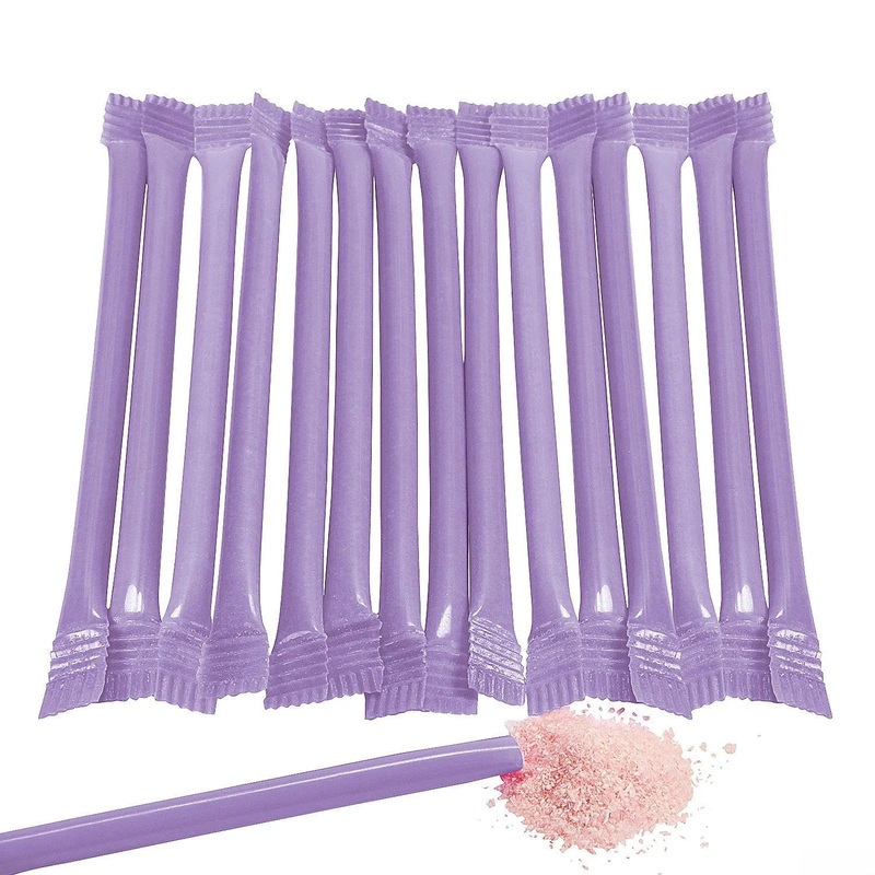 Purple Candy Powder Filled Plastic Mini Straws – Grape: 240-Piece Bag