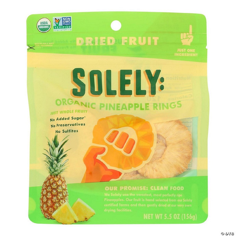 Solely – Dried Fruit Organic Pineapple Rings – Case of 6-5.5 OZ