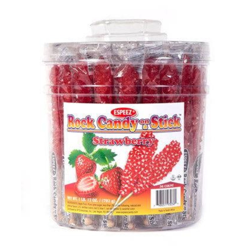Strawberry Red Rock Candy on a Stick Jar
