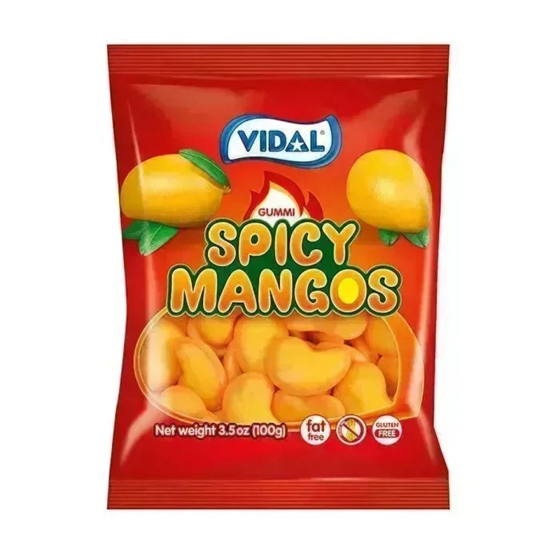 Vidal Spicy Mango Gummi Candy Peg Bags: 14-Piece Case