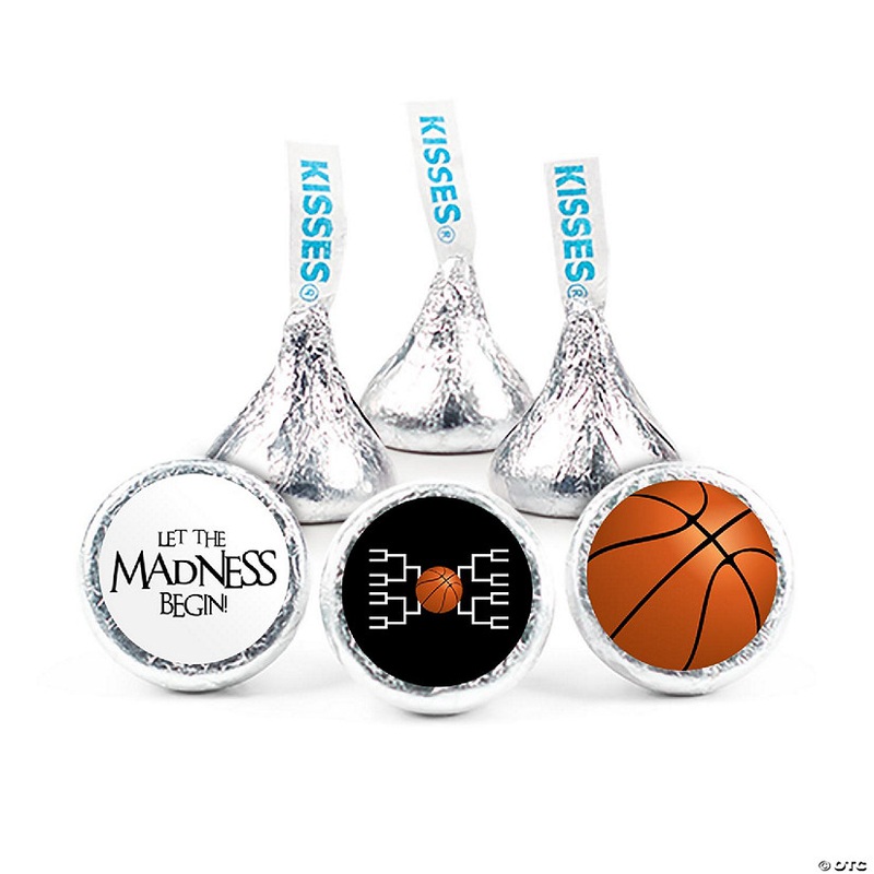 324ct Basketball Party Stickers for Kisses Candy Let the Madness Begin – Black