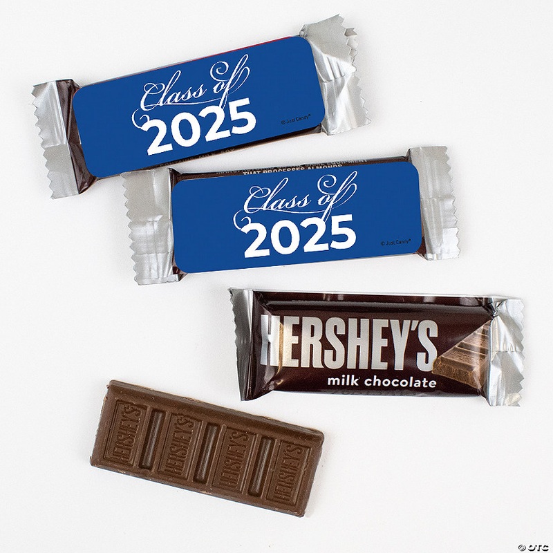 44 Pcs Blue Graduation Candy Hershey’s Snack Size Chocolate Bar Party Favors (19.8 oz, Approx. 44 Pcs) Class of 2025