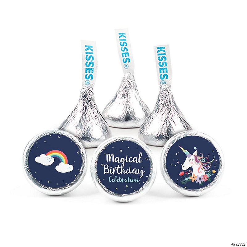 90ct Unicorn Birthday Candy Party Favors Hershey’s Kisses Milk Chocolate DIY (90 Candies + 1 Sheet Stickers) – Assembly Required – by Just Candy