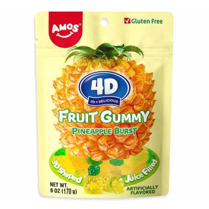 Amos 4D Gummy Pineapple Burst: 12-Piece Case