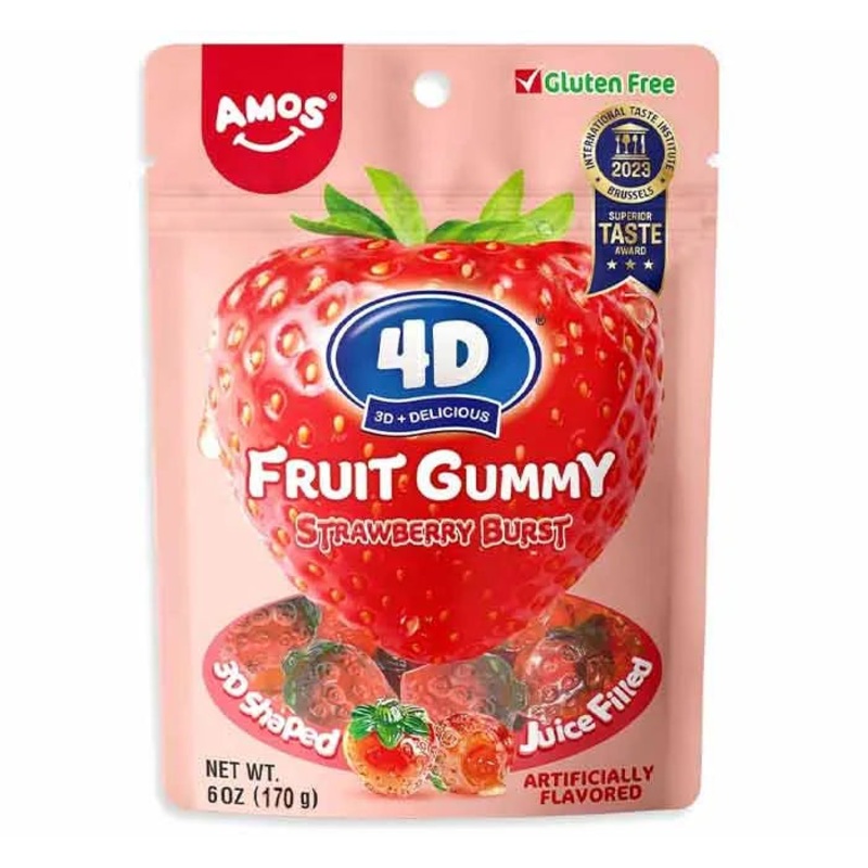 Amos 4D Strawberry Gummies Burst: 12-Piece Case