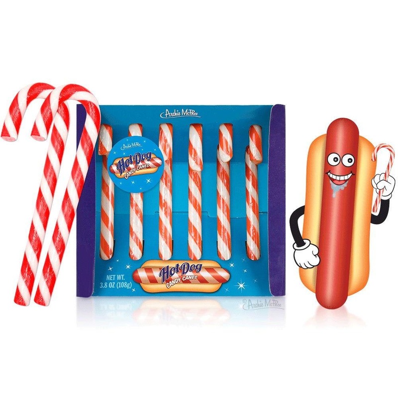 Hot Dog Candy Canes 6 Count Tray