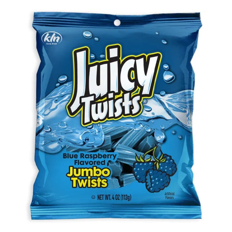 Kenny’s Juicy Licorice Twists- Blue Raspberry Peg Bag: 12-Piece Case