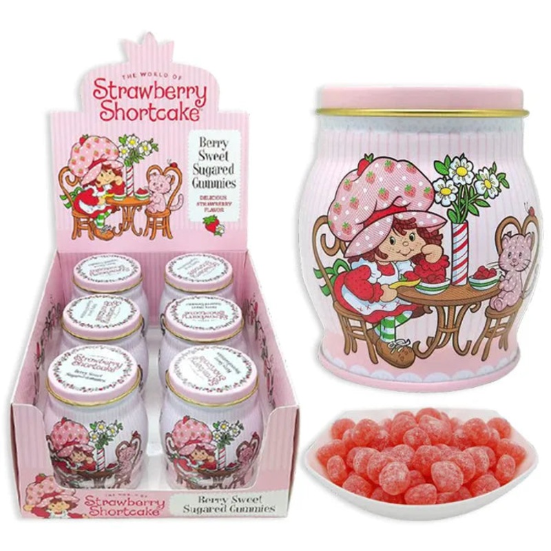 Strawberry Shortcake Sugared Gummy Candy Tins: 6-Piece Display