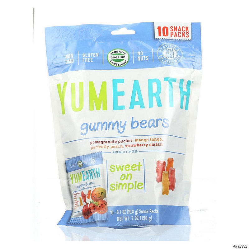 Yummy Earth Organics Gummy Bears Organic Snack Pack .7 oz 10 Count Pack of 12