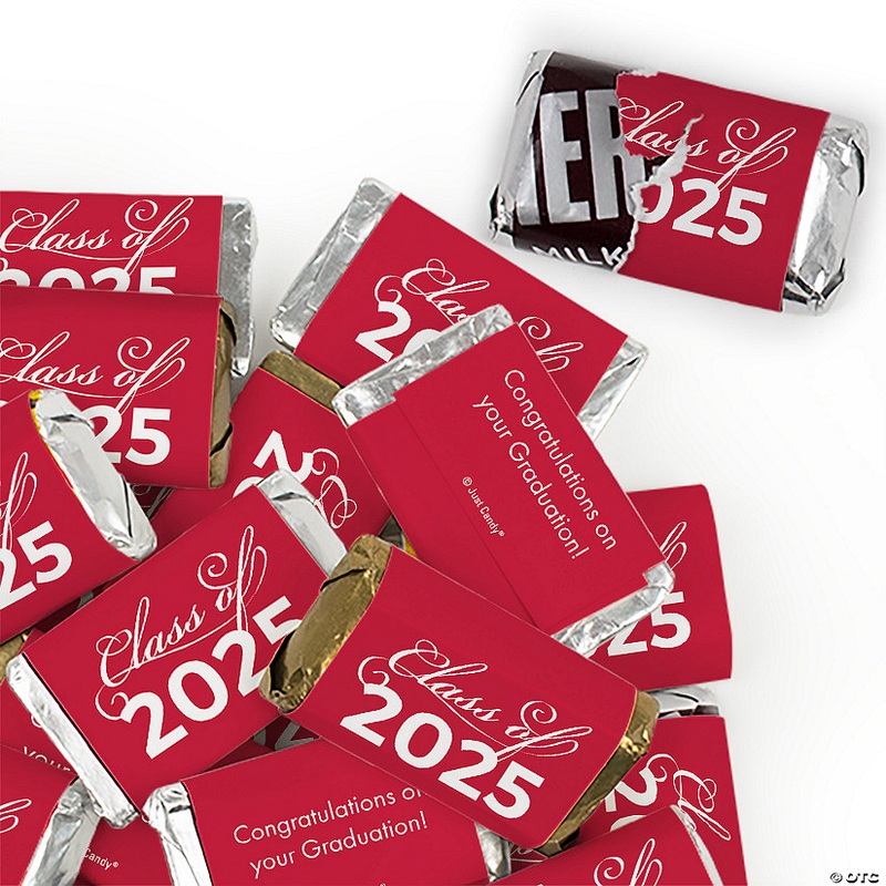 102 Pcs Red Graduation Candy Party Favors Class of 2025 Hershey’s Miniatures Chocolate (Approx. 102 Pcs)