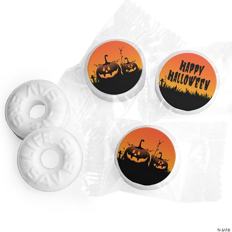 300 Pcs Halloween LifeSavers Mints Party Favors (Approx. 300 mints & 324 Stickers) by Just Candy – Fully Assembled – Pumpkins