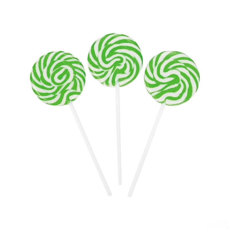 Green Petite Swirl Lollipops -Apple: 24-Piece Bag