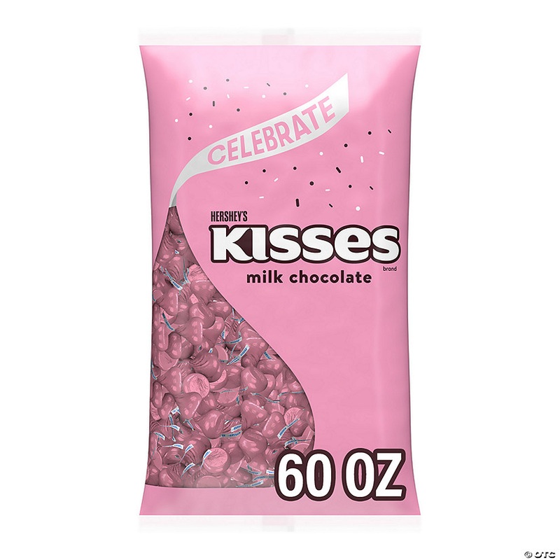 HERSHEY’S KISSES Milk Chocolates, Pink, 60 oz