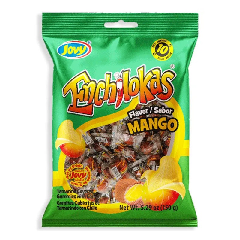 Jovy Enchilokas Mango Chili Gummy Candy Peg Bag: 24-Piece Case