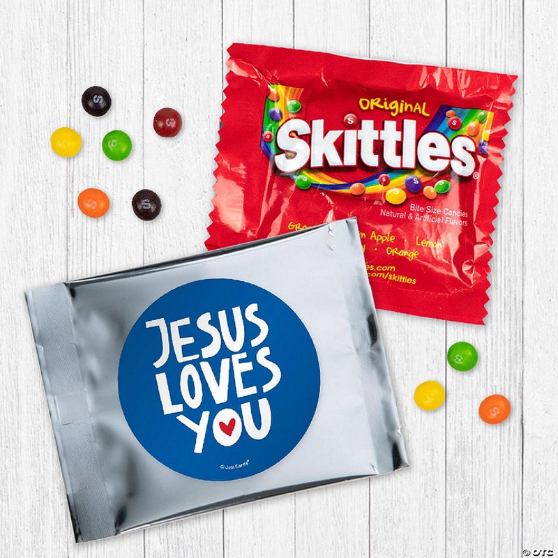Just Candy 12ct Vacation Bible School Skittles Religious Church Candy Party Favors Jesus Loves You