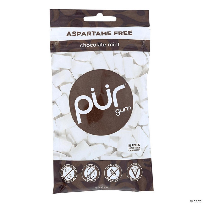 Pur Gum Sugar Free Gum – Chocolate Mint – Case of 12 – 77 GM
