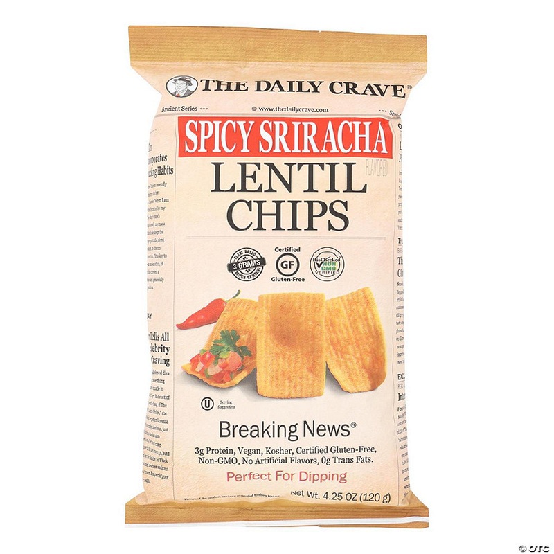 The Daily Crave Spicy Sriracha Lentil Chips – Case of 8 – 4.25 OZ