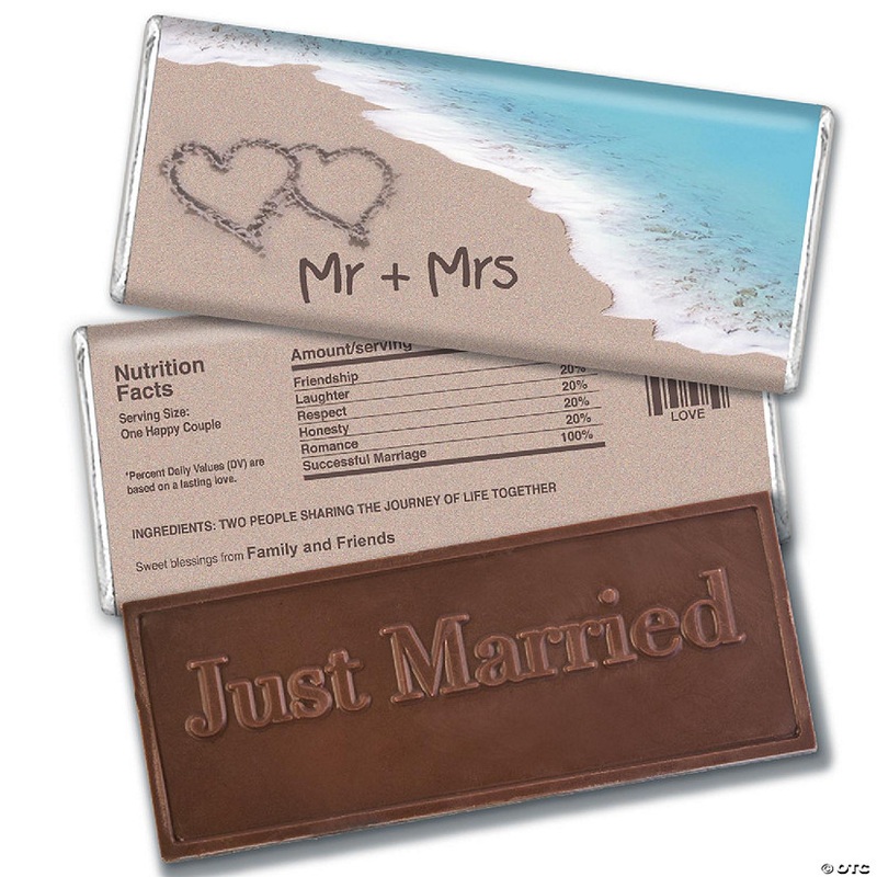 12 Pcs Wedding Candy Party Favors in Bulk Embossed Belgian Chocolate Bars – Beach