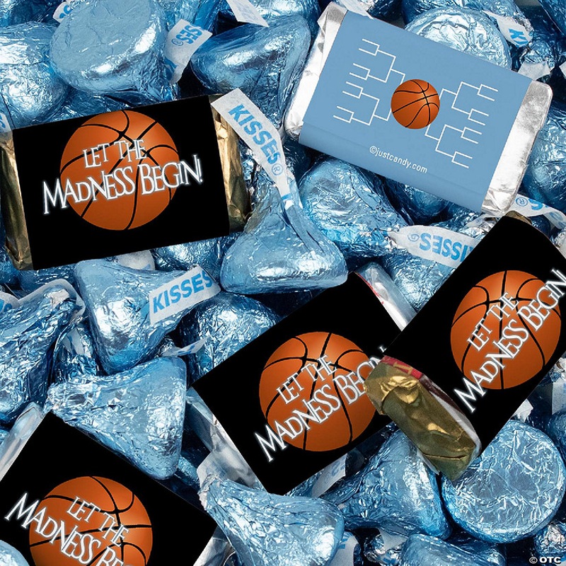 128 Pcs Basketball Party Candy Favors Chocolate Mix Let the Madness Begin (1.58 lbs, Approx. 128 Pcs) – Light Blue