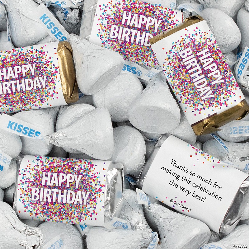 128 Pcs Birthday Candy Party Favors Miniatures & White Kisses (1.58 lbs, Approx. 128 Pcs)