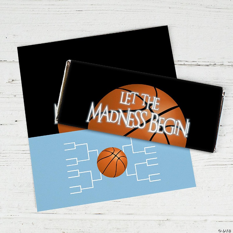 24ct Basketball Party Wrappers for Candy Bars Let the Madness Begin – Light Blue