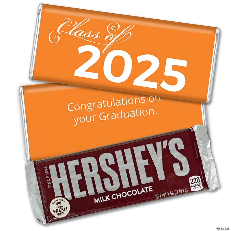 36ct Orange Graduation Candy Party Favors Class of 2025 Hershey’s Chocolate Bars by Just Candy