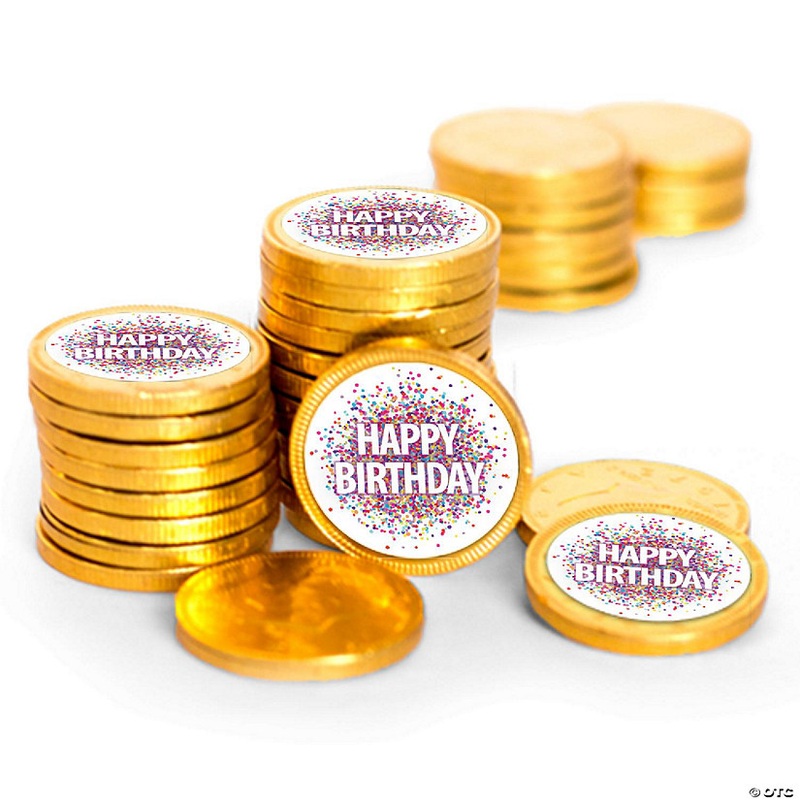 84 Pcs Birthday Candy Party Favors Chocolate Coins By Just Candy – Gold