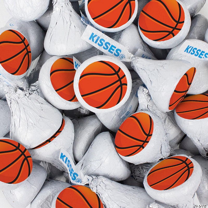 Basketball Candy Party Favors Hershey’s Kisses Milk Chocolate (90 Pcs) – White