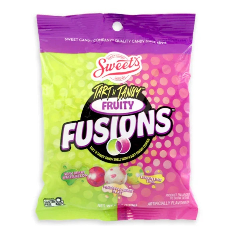 Chewy Sour Balls – Tart N Tangy Fruity Fusions Peg Bag: 8-Piece Case