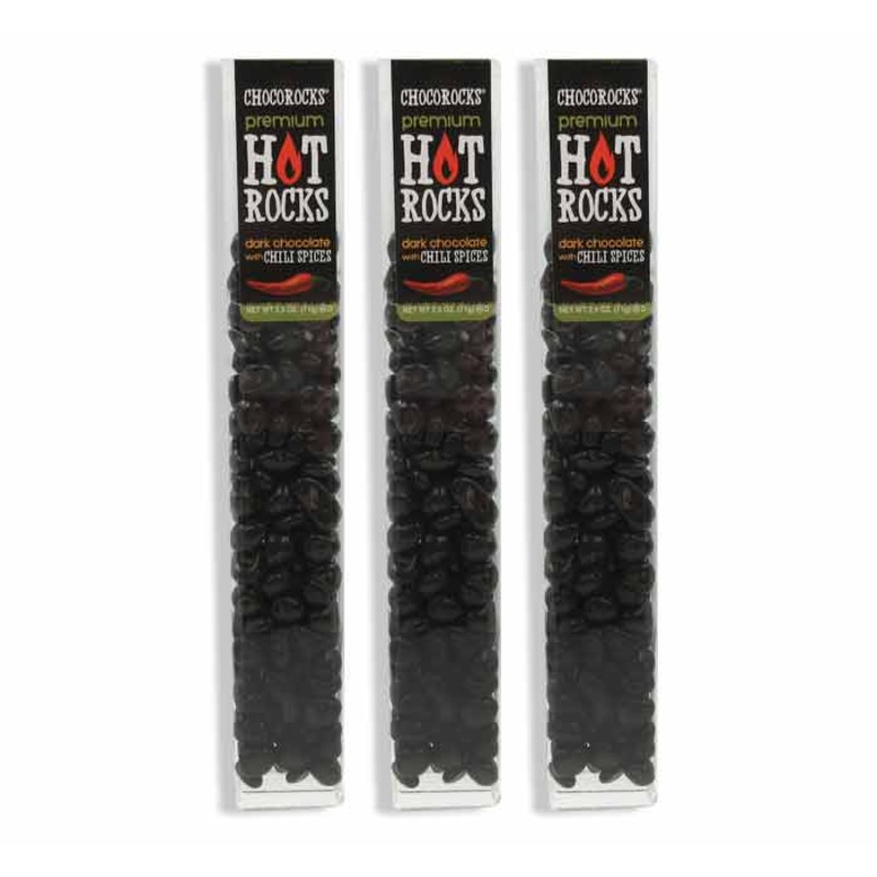 Choco Rocks Black Hot Rocks Chocolate Candy Tubes: 12-Piece Box