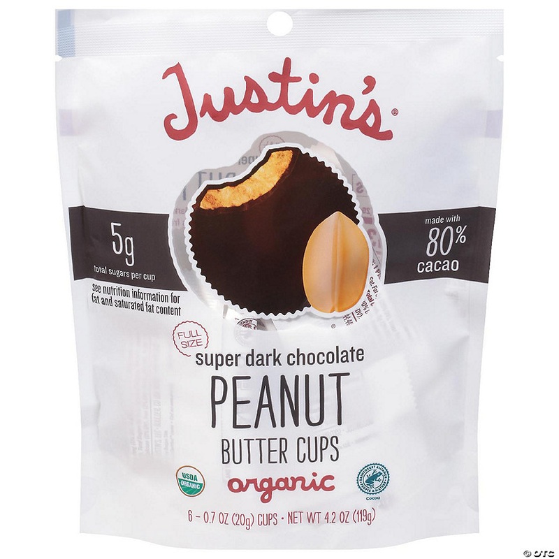 Justin’s – Peanut Butter Cups Super Dark Chocolate 4.2 oz (Pack of 6)