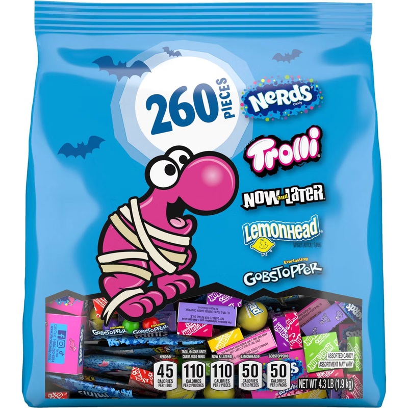 Nerds – Trolli- Lemonhead – Gobstopper Halloween Candy Assortment: 260-Piece Bag