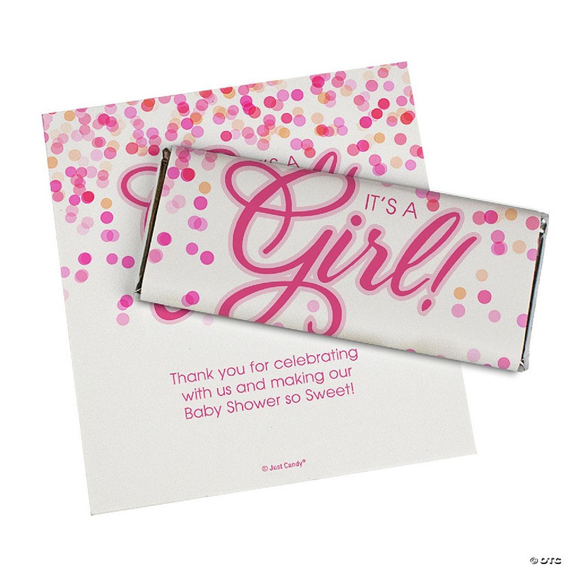 25ct It’s a Girl Baby Shower Candy Party Favors Wrappers Only for Chocolate Bars by Just Candy