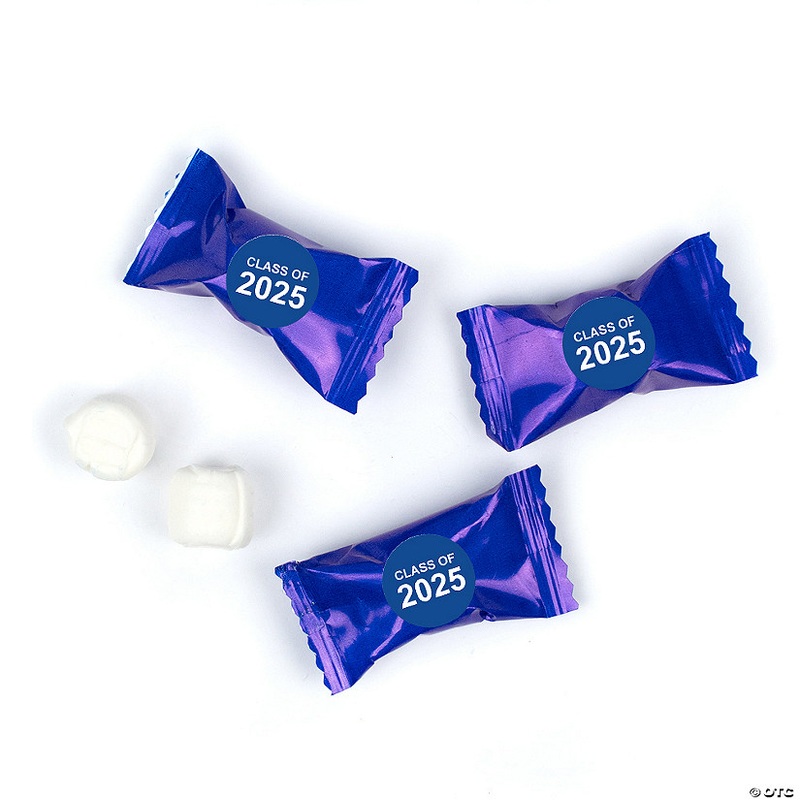 Blue Graduation Candy Mints Party Favors Individually Wrapped Buttermints Class of 2025 – 55 Pcs