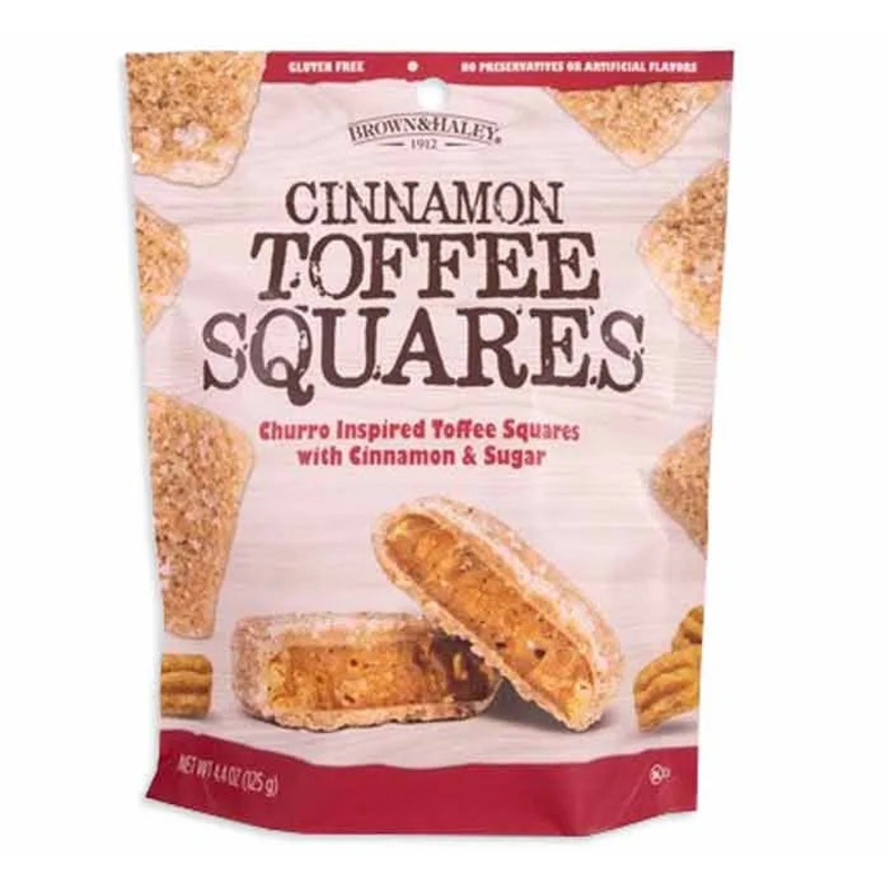 Cinnamon White Toffee Squares Candy Peg Bags: 8-Piece Case