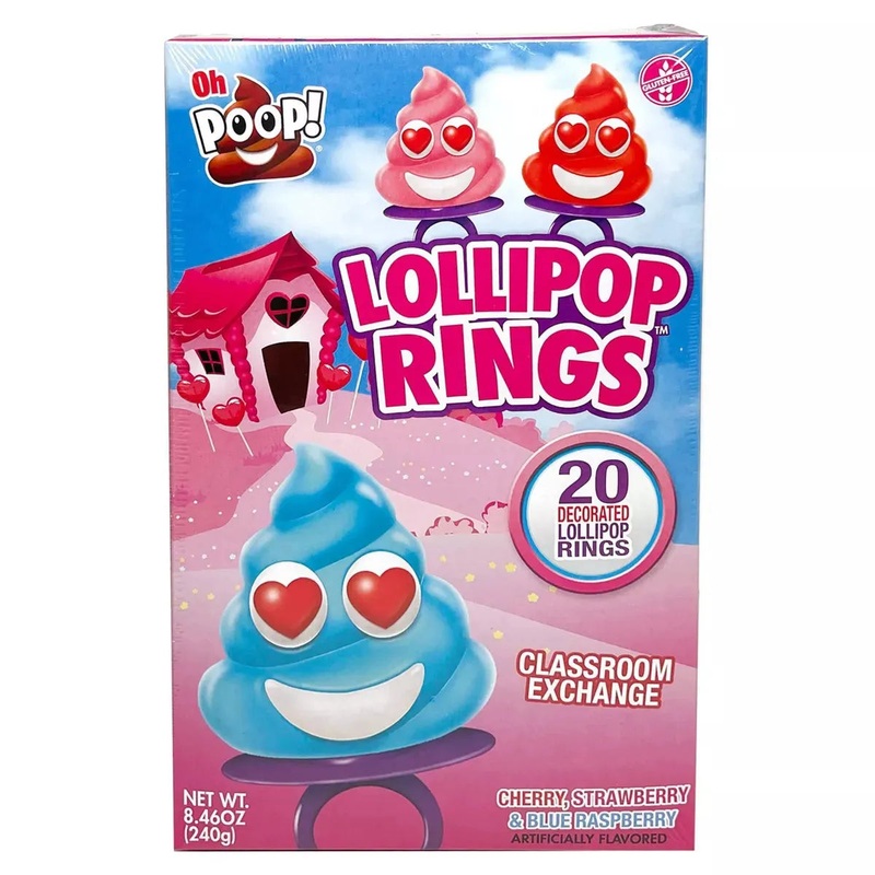 Oh Poop! Valentine’s Lollipop Rings: 20-Piece Box