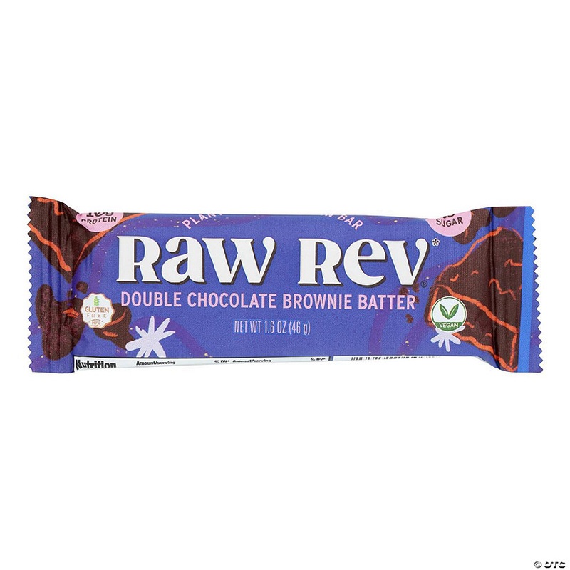 Raw Rev Glo Double Chocolate Brownie Batter Bar  – Case of 12 – 1.6 OZ