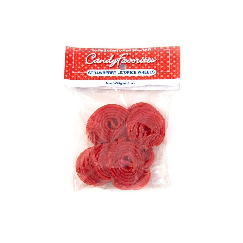 Strawberry Licorice Wheels 5 oz. Peg Bags