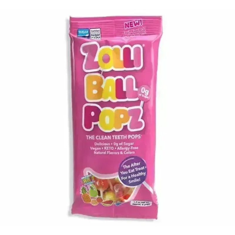 Zolli Ball Sugar Free Pops Mini Lollipops Peg Bags: 36-Piece Case