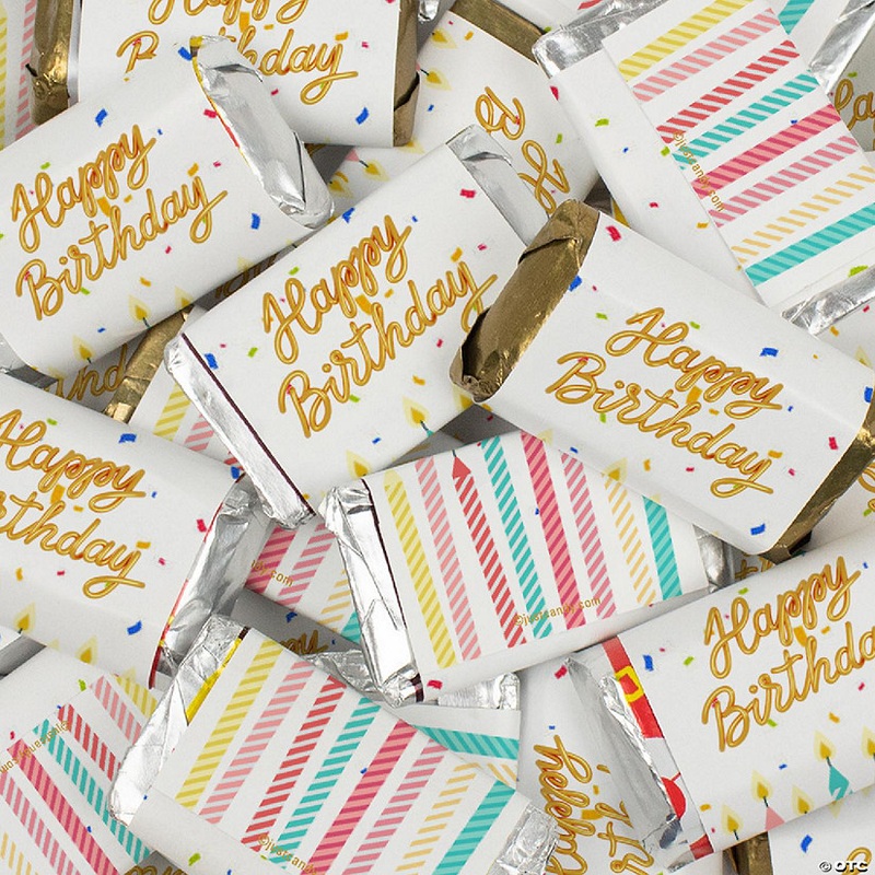 38 Pcs Birthday Candy Party Favors Wrapped Hershey’s Miniatures Chocolate – Candles Themed