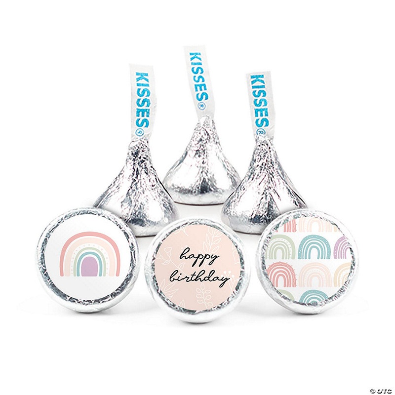 90 Pcs Rainbow Kid’s Birthday Candy Party Favors Hershey’s Kisses Milk Chocolate (1lb, Approx. 90 Pcs) – No Assembly Required – By Just Candy