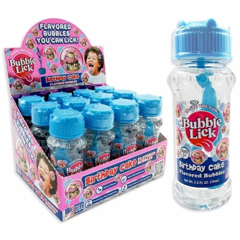 Bubble Lick Flavored Bubbles – Birthday Cake: 24-Piece Case